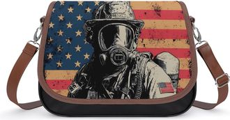 Generic U.S. Flag Firefighter Fashion Womens Crossbody Bags Novelty Handbag Shoulder Bag Purse