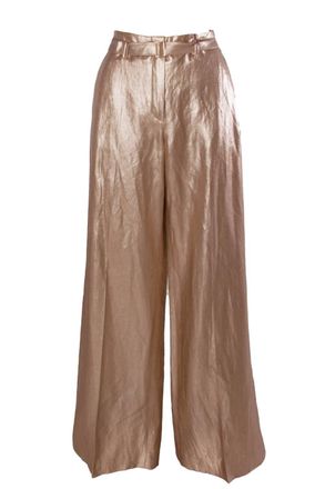 Raffaello Rossi Womens Anais Foiled Linen Pants In Gold