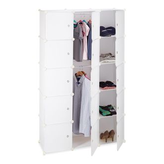Relaxdays Relaxdays - Armario Modular Con 11 Compartimentos Y 2 Barras, Pl&aacute;stico, Blanco, 181 X 110 X 37 Cm