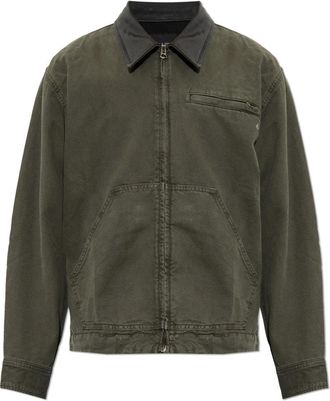 Rag & Bone Jas met leren kraag - Heren - Zomerjassen - Groen - L - Katoen - Jassen
