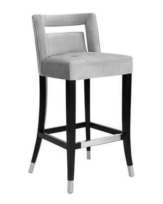 TOV Furniture Hart Grey Velvet Bar Stool