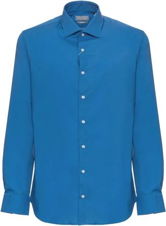 Michael Kors Overhemden, Heren, Blauw, M, Katoen, Stijlvolle Slim Fit Button-Up Overhemd