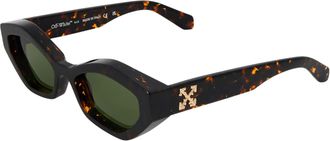 Off-white Off White Unisex Hilo Hexagon-zonnebril voor volwassenen (Havana/Groen)