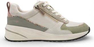 Tamaris Womens White Green Platform Trainers Sneaker Zip Lace-Up Running Shoes