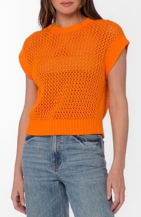 Velvet Heart Arlo Open Stitch Short Sleeve Sweater in Russet Orange at Nordstrom Rack, Size X-Small