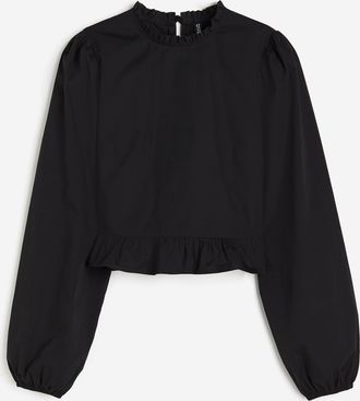 H&M Peplumbluse mit Puffärmeln - Schwarz