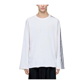 adidas Y-3 Raw Edge 3 Stripes Long Sleeve T-Shirt - Dames - Sportshirts - Wit - L - Katoen - Fitness