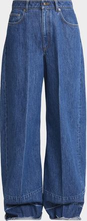 Givenchy Raw Edge Released Hem Wide-Leg Jeans