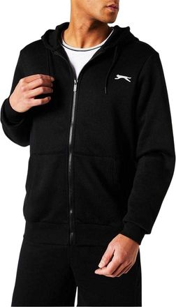Slazenger Heren Polycotton Full Zip Hoodie (Zwart)