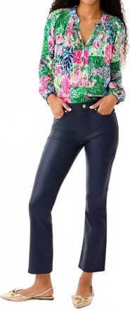 Lilly Pulitzer Liza Coated Crop Flare Pants In Low Tide Navy