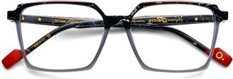 Etnia Barcelona Zeitan Marbled Black Square Frame Sunglasses with Red Accents