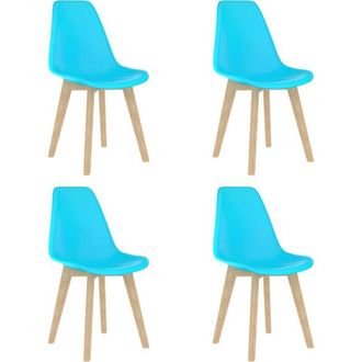 vidaXL Sillas De Comedor 4 Unidades Pl&aacute;stico Azul Vidaxl