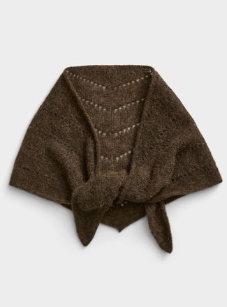 Simons Womens Openwork knit alpaca triangle scarf Exclusive collection from Italy