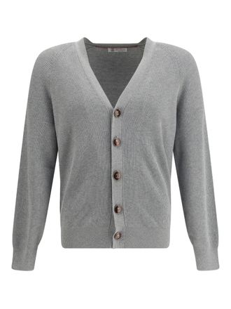 Brunello Cucinelli V-neck button cardigan - Grigio