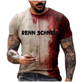 Generic Halloween Costumes Male Print Halloween Theme Casual Crewneck Blood Graphic Plus Size Shirt Printed Solid Color Short Sleeve Top (XXL) Wine