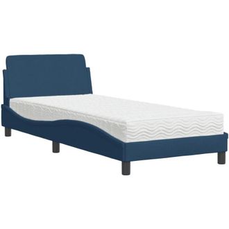 vidaXL Cama Con Colch&oacute;n Dover Tela Azul 80x200 Cm Vidaxl