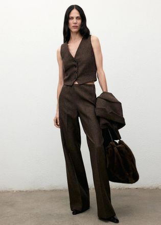 Mango Gilet lana melangiato marrone - Donna - XS - MANGO