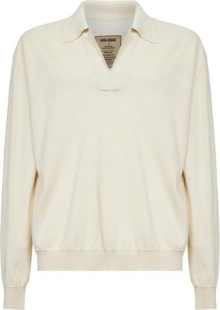 Uma Wang Polo Shirt met V-hals - Heren - V-hals truien - Wit - L - Katoen - Truien & Vesten