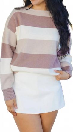 Le Lis Blanc Deux Stripe A Pose Oversized Sweater In Beige