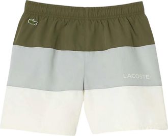 Lacoste Jongens Kleurblok Taffeta Zwembroek (Groen/Grijs/Wit)