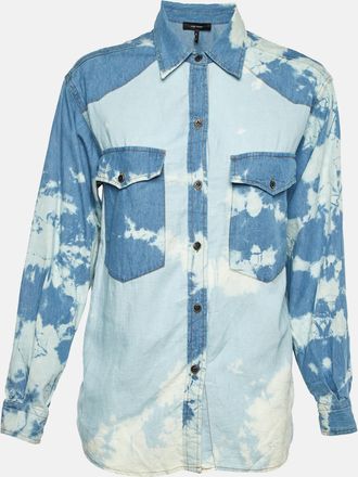 Isabel Marant Blue Tie-Dye Print Denim Button Front Shirt