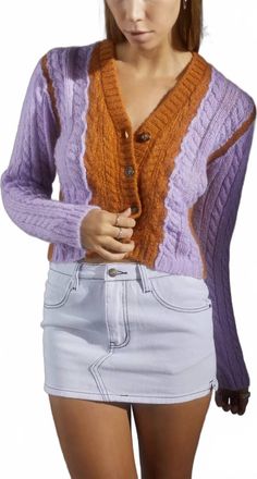 Tach Rosa Cardigan In Lilac Brown