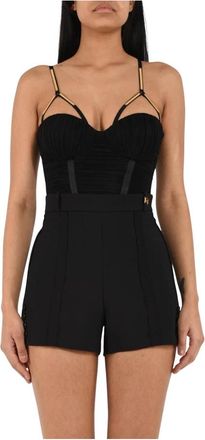 Elisabetta Franchi Jersey Bodysuit met Sierplaten - Dames - Playsuits - Zwart - M - Tule - Jumpsuits & Playsuits