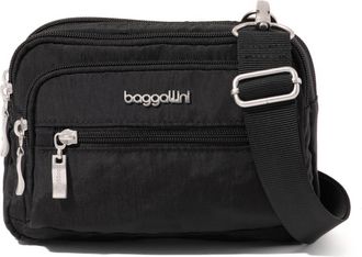 Baggallini Triple Zip Crossbody Bag with Wide Strap