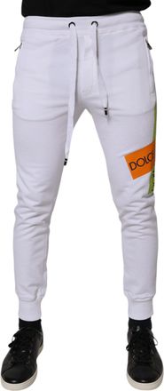 Dolce & Gabbana White Cotton Logo Jogger Mens Pants