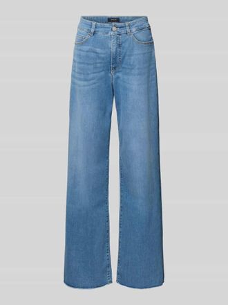 Marc Cain Wide Fit Jeans mit Fransen und Eingrifftaschen in Hellblau Melange, Größe 34