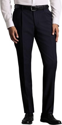 CHARLES TYRWHITT Wool Stretch Slim Fit Pleated Pants