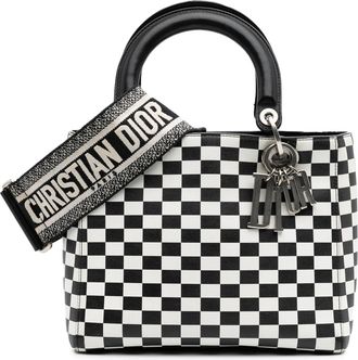 Dior Pre-owned Womens Dlite Checkerboard Tote - Black Leather - One Size