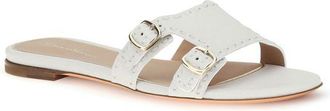 Santoni Womens White Calf Leather Bos Taurus Flat Sandals