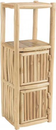 Macabane Estanter&iacute;a de 1 nivel con 2 puertas de ramas de madera de teca marr&oacute;n