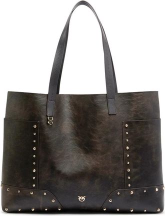 Pinko Pinko - Tote Bag Studs Patch Cloud - Dames - Tassen - Bruin - Maat: ONE Size Leer