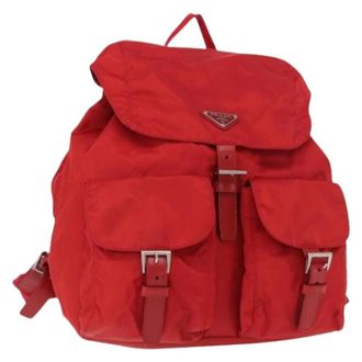 Prada Pre-owned Backpacks, female, Red, Size: ONE SIZE Pre-owned Nylon Backpack