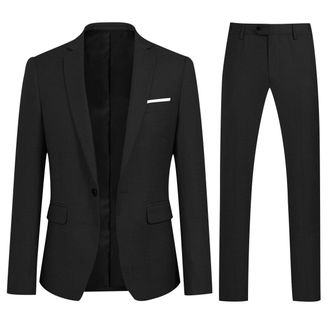 AlltheMen Zwart 2-delig slim-fit minimalistisch designpak