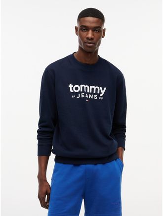 Tommy Hilfiger Mens Tommy Jeans Logo Sueded Sweatshirt - Navy - XXL