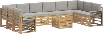 vidaXL Conjunto De Sof&aacute;s De Exterior 11 Uds. Blanco Y Gris Claro Vidaxl
