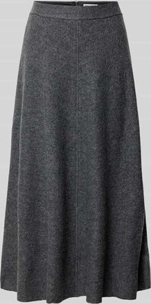 Marc O'Polo Ausgestellter Midi-Rock aus Viskose-Woll-Mix in Dunkelgrau Melange, Gr&ouml;&szlig;e 34