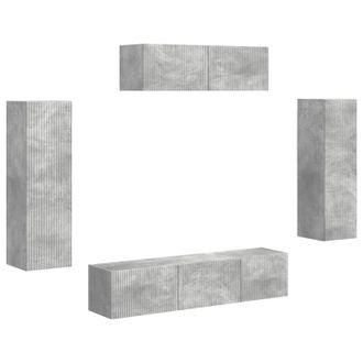vidaXL Mueble De Tv 5 Pcs Gris Concreto Vidaxl