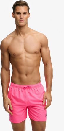 Superdry Badeshorts SUPERDRY ESSENTIAL 16 SWIM SHORT, Herren, Gr. XXL, N-Gr, fluro pink, Web, Polyester, unifarben, Badehosen Badeshorts, Kunstfaser, relaxed f