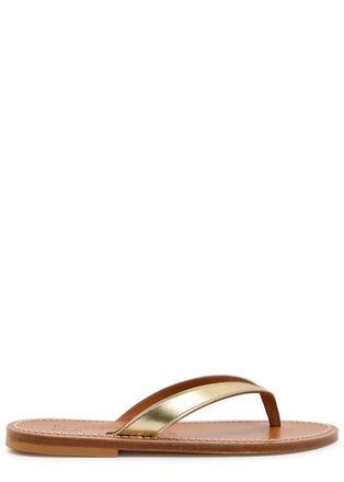 K.Jacques Torino Metallic Leather Flip Flops - Gold - 40 (IT40 / UK7)