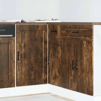 Berkfield Home Kitchen Base Cabinet Porto Smoked Oak Engineered Wood in Brown