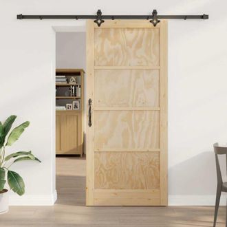 vidaXL Juego De Puerta Corredera Orkdal Natural Y Negro 93 X 211 Cm Vidaxl