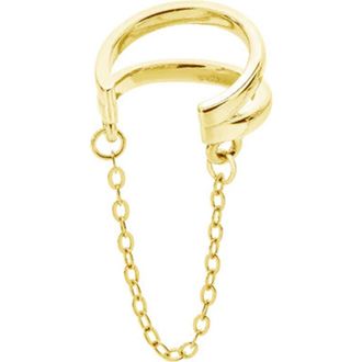 Lucy Quartermaine Art Deco Cuff With Chain in Gold Vermeil at Nordstrom