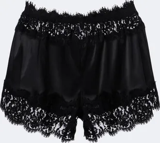 Dolce & Gabbana Lace-trimmed silk and cotton-blend shorts