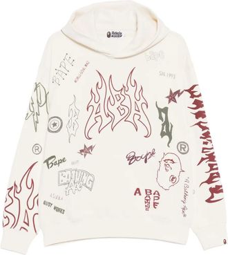 A Bathing Ape logo-print hoodie - Beige