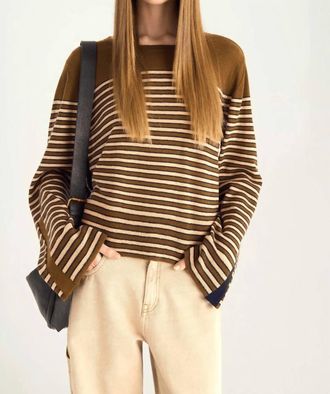 Cot&eacute;lac Merino Wool Sailor Top In Brown