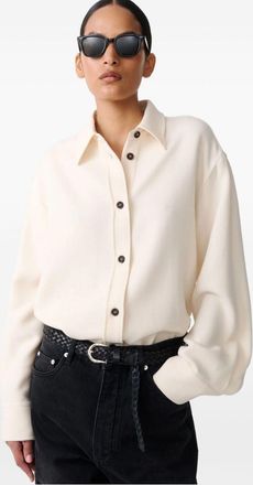 STUDIO NICHOLSON Womens Wool Overshirt - Ivory - Size EU 36 (Womens)